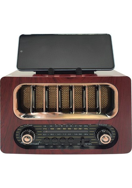 Retro Ahşap Tasarım Bluetooth Radyo - Usb/tf Kart Destekli, Şarjlı Taşınabilir Müzik Çalar