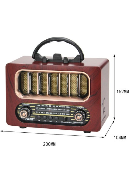 Retro Ahşap Tasarım Bluetooth Radyo - Usb/tf Kart Destekli, Şarjlı Taşınabilir Müzik Çalar fırsatları