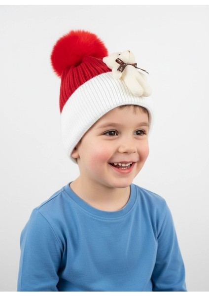 Ponponlu Ayıcıklı Çift Renk Unisex Çocuk Bere fiyatları