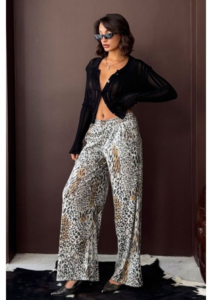 trend leopar desenli bol paça pantolon - fiyatları