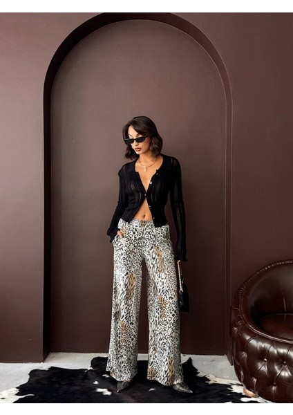 trend leopar desenli bol paça pantolon - modelleri