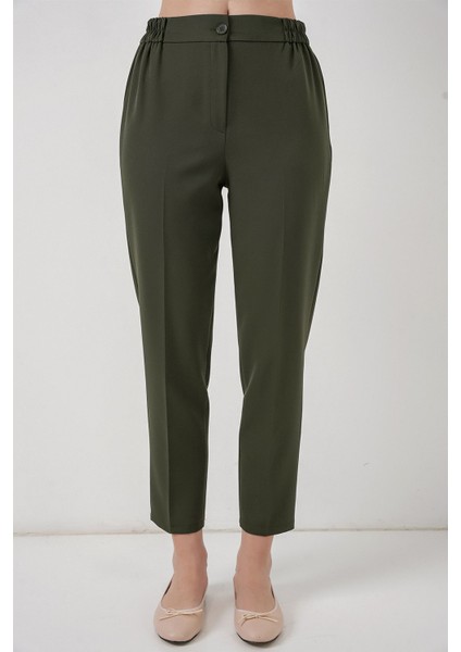 Kadın Bdart Düğmeli Yüksek Bel Kumaş Pantolon Haki Yeşil fiyatları