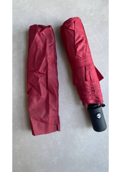 Tam Otomatik 8 Telli Rüzgar Güçlü Kırılmaz Kapanan Şemsiye, Kırmızı