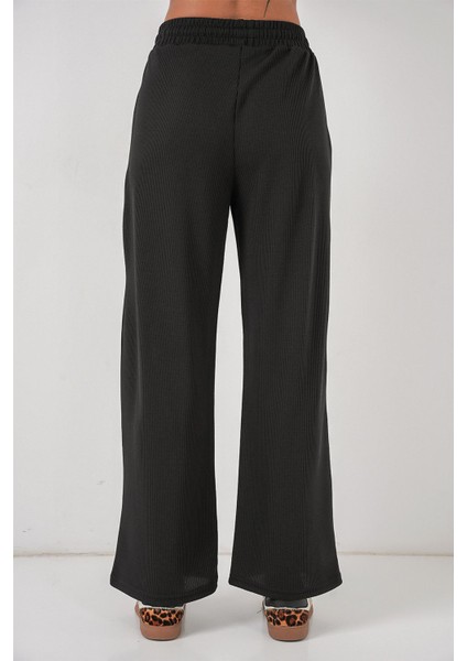 Kadın Bdart Fitilli Düz Paça Pantolon Siyah