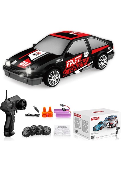 Desdoni Rc Araba 2.4ghz 1:24 Ölçekli 4WD 15KM/H Yüksek Hızlı Model Araç LED Işıkları Sürüklenen Lastik Yarışı Spor Oyuncak Araba Yetişkin Erkek Kız Çocuklar Için Hediye 2 Adet Şarj fiyatları