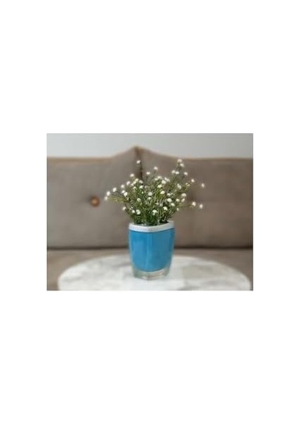 Dahil, Dahil, Çiçek,beyaz Yapay Çiçek, Dekoratif Gri Mavi Poliresin 8X4X16CM modelleri