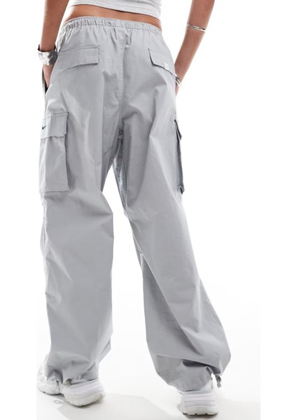 Sportswear Oversized Cargo Dans Pant Kadın Oversize Kargo Cepli Dokuma Eşofman Altı Gri fiyatları