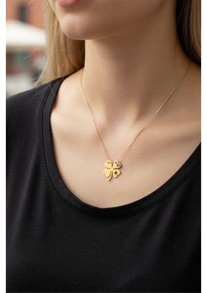 Yonca Figürlü Nazar Boncuklu 14 Ayar Altın Kolye modelleri