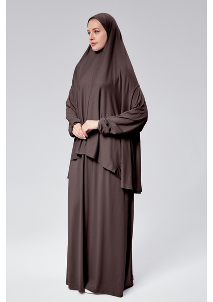 Kadın Iki Parça Namaz Elbisesi Başörtülü Organik Pamuklu Lastikli Kolu Kaymaz Etek Penye Tesettür modelleri