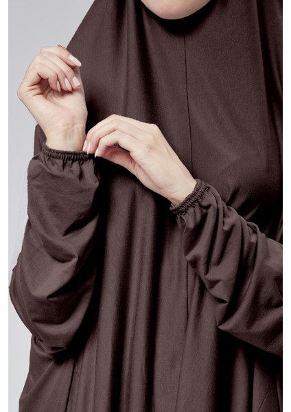 Kadın Iki Parça Namaz Elbisesi Başörtülü Organik Pamuklu Lastikli Kolu Kaymaz Etek Penye Tesettür indirimleri