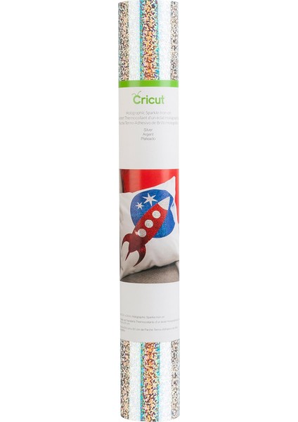 Holograf Işıltılı Demir, Fuşya, Gümüş, 12 x 24"