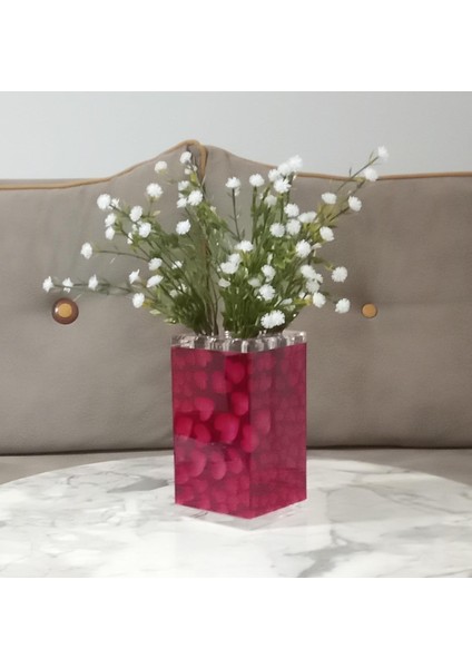 Dahil, Dahil, Çiçek,beyaz Yapay Çiçek, Dekoratif Kalpli 7X7X17CM