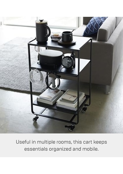 Home -Tier Tekerlekli Servis Arabası Mutfak Arabası, Çelik, Siyah, Tek Boy modelleri