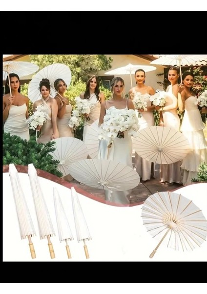 Beyaz Nedime Düğün Şemsiyesi 60 Cm, Şık ve Kullanışlı Renkli Şemsiye fırsatları