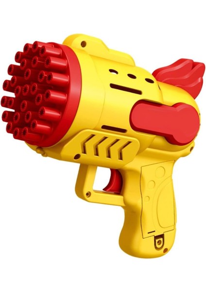 Pilli Mavi Köpük Tabancası Baloncuk Makinesi Xl Boy Şık Tasarım 29 Delikli Bol Köpük (Sarı)