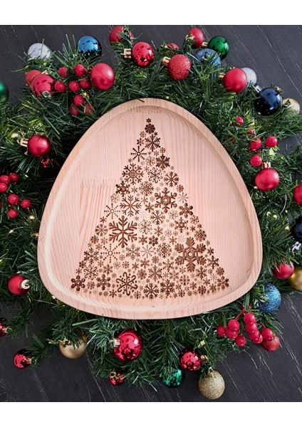 Yılbaşı Çam Ağacı Temalı Üçgen Sunum Tabağı fiyatları