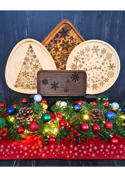 Yılbaşı Çam Ağacı Temalı Üçgen Sunum Tabağı fırsatları