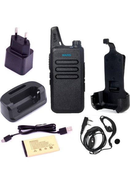 20'li Type-C Şarjlı Pmr 446 Türkçe Konuşan El Telsizi Mars Kulaklık Hediyeli Set