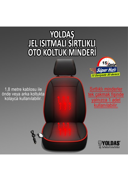 Jel Isıtmalı Oto Koltuk Minderi Sırtlıklı 15 Saniye Hızlı Isınma 1yıl Garanti