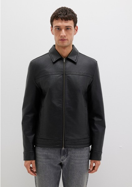 Siyah Suni Deri Ceket 0110635-71379 modelleri