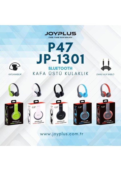 JP-1301 P47 Katlanabilir Kafa Üstü Bluetooth Kulaklık indirimleri