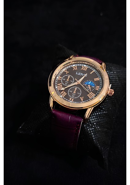 Bordo Deri Kordonlu Rose Gold Unisex - Erkek, Kadın Kol Saati fiyatları