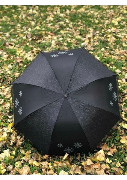 Şemsiye Kadın Siyah Hafif ve Şık Koruyucu Rüzgar Geçirmez Tasarım