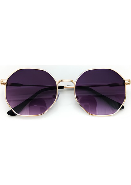 Mor Renk Güneş Gözlüğü, Metal Altın Renk Çerçeveli
