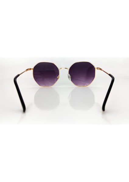 Mor Renk Güneş Gözlüğü, Metal Altın Renk Çerçeveli indirimleri