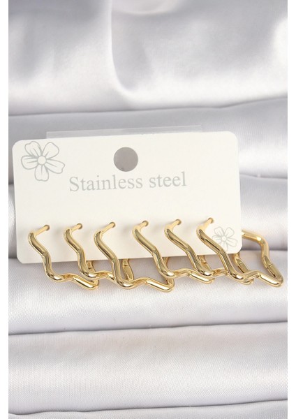 316L Çelik Renk Yıldız Kadın Küpe Seti