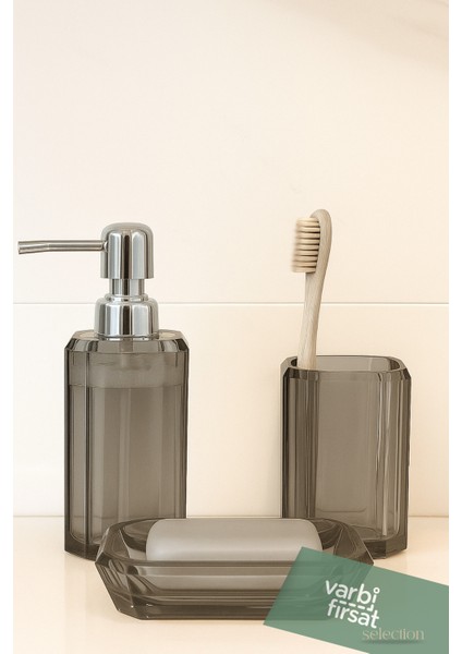 3’lü Banyo Seti – Sıvı Sabunluk, Diş Fırçalık ve Sabunluk