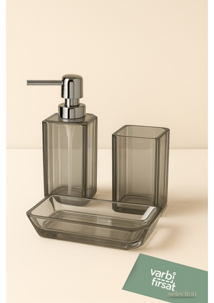 3’lü Banyo Seti – Sıvı Sabunluk, Diş Fırçalık ve Sabunluk modelleri