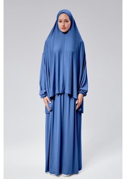 Kadın Iki Parça Namaz Elbisesi Başörtülü Organik Pamuklu Lastikli Kolu Kaymaz Etek Penye Tesettür fiyatları