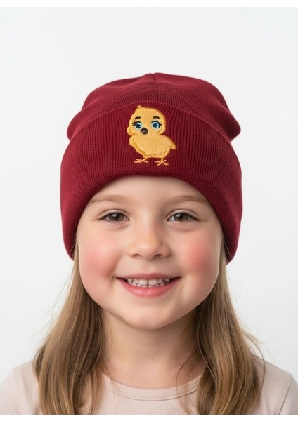 Civciv Desenli Unisex Çocuk Bere