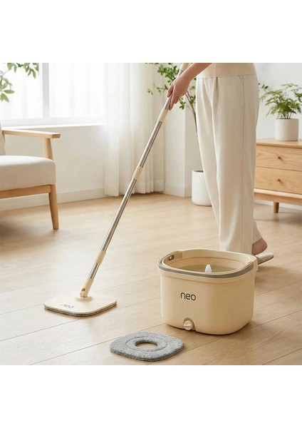 Disk Mop Temiz Su Kirli Su Ayrı Haznede +1 Yedek Bez Hediyeli Set