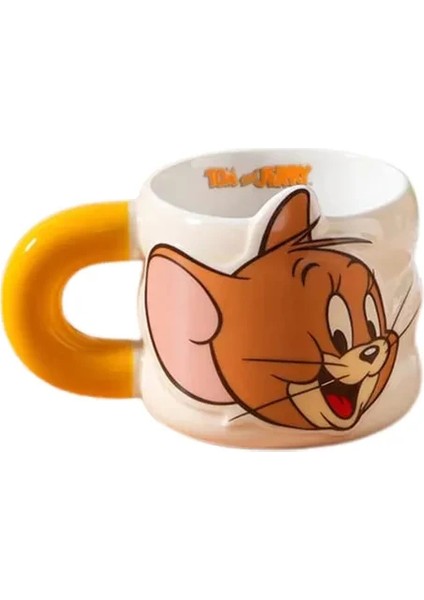 Tom ve Jerry Seramik Kupa Bardak – Jerry Desenli (Sarı Kulplu) CL-778