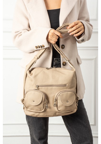 Kadın Çok Bölmeli Cepli Sırt ve Omuz Çantası fiyatları