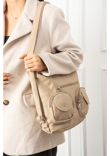 Kadın Çok Bölmeli Cepli Sırt ve Omuz Çantası fırsatları