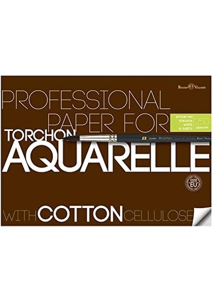 Bruno Visconti Torchon Pamuk Elyaflı Suluboya Kağıdı, Dosyalı. 250 Gr. A2 10 Yp (Millimeters, A4 297X210)