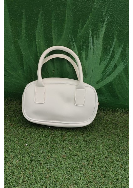 Kadın Beyaz El / Omuz Çantası - Altın Detaylı, Küçük Boy Şık Omuz ve El Çantası Modeli modelleri