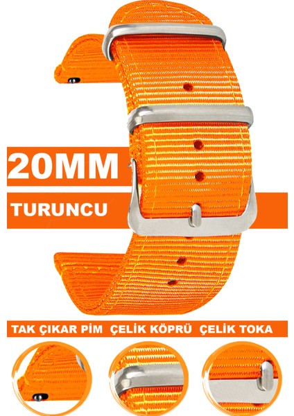 samsung galaxy 4 5 5 pro 6 40mm-42mm-44mm-46mm kasa uyumlu 20mm premıum nato kumaş tekstil saat kordonu kayışı f39clds-t