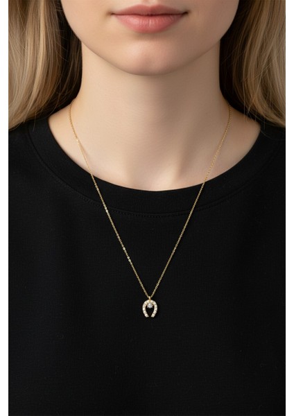 At Nalı Figürlü Zirkon Taşlı 14 Ayar Altın Kolye modelleri