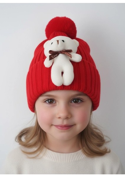 Kabartma Ayıcıklı Kız Çocuk Bere