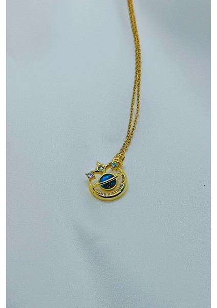 Mavi Ay Kolye (Altın Renk) fiyatları