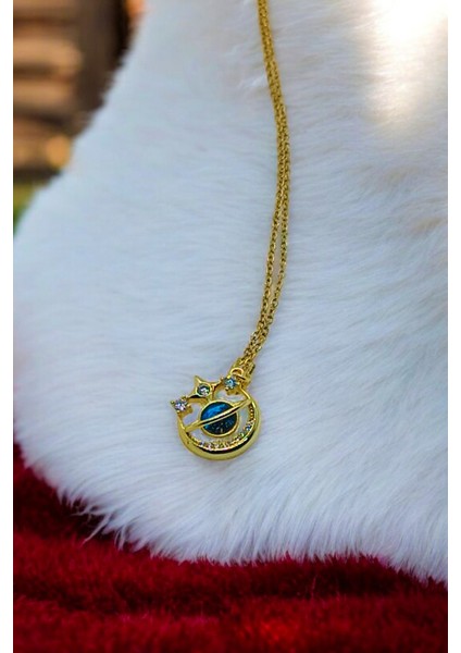 Mavi Ay Kolye (Altın Renk) modelleri