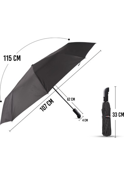 Şık Gri Otomatik Şemsiye, Kullanışlı ve Dayanıklı Tasarım, Çok Renk Seçeneği