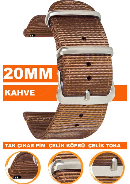 samsung galaxy 4 5 5 pro 6 40mm-42mm-44mm-46mm kasa uyumlu 20mm premıum nato kumaş tekstil saat kordonu kayışı f39clds-k
