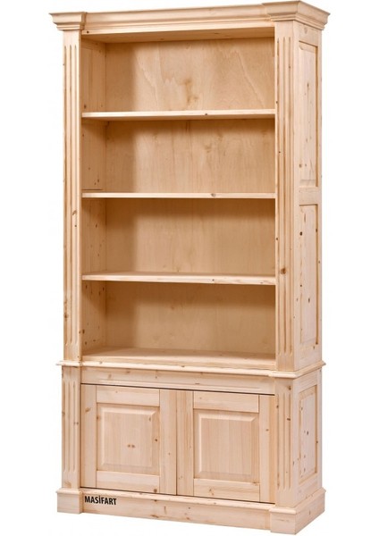 Mensa Ladin Kitaplık Cilasız Ham