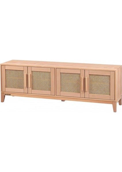 Luna Hasırlı 180 Lik Konik Tv Ünitesi Cilasız Ham