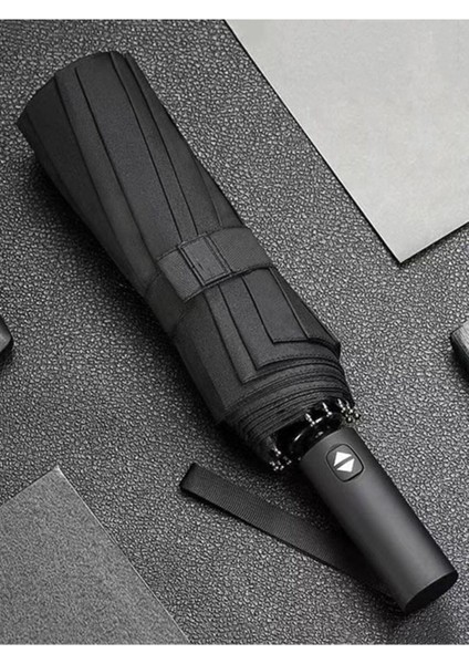 Otomatik Unisex Fiber Tel Şemsiye, Siyah, Tam Fonksiyonlu, Pratik ve Şık Tasarım